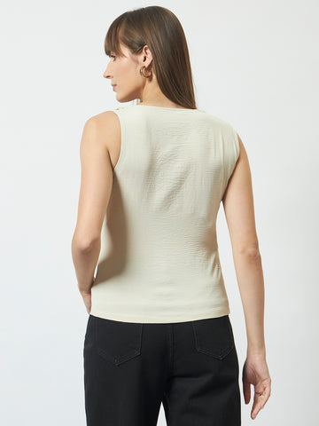 Trend Arrest Cream Twist-Detail Top