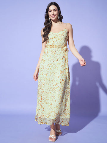 Printed Chiffon A Line Maxi dress