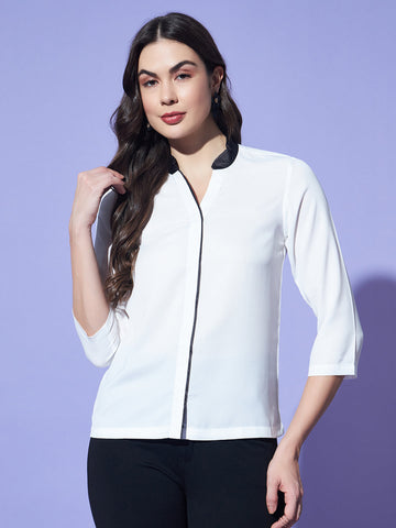 White Shirt with Black Collar