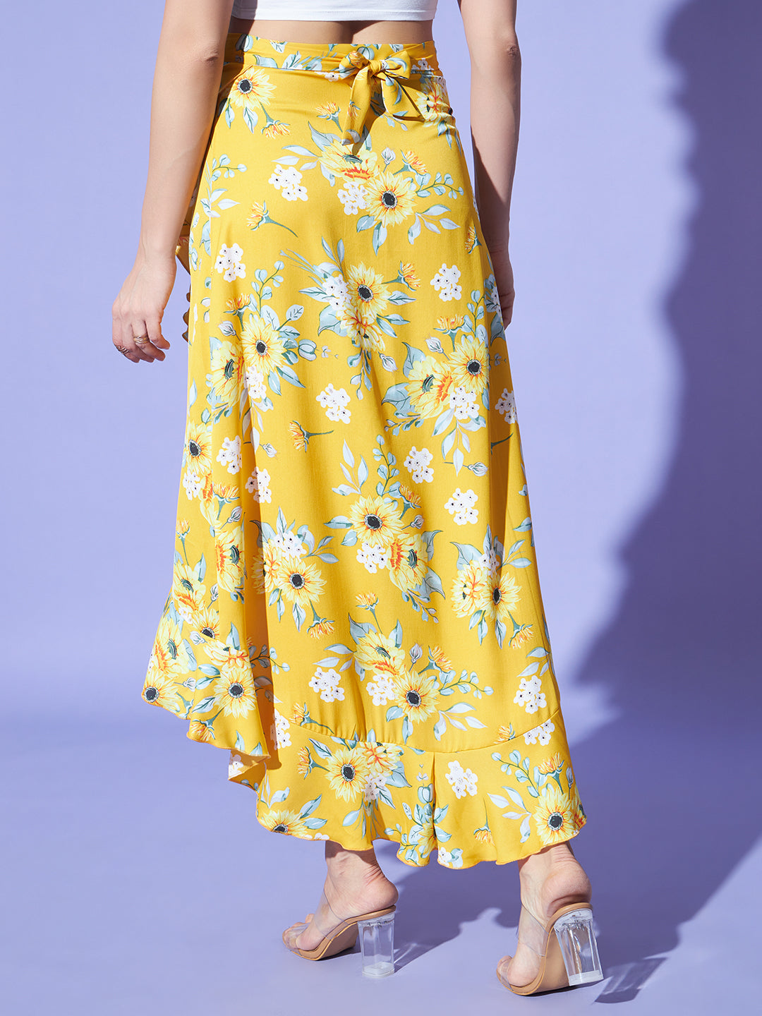 Wrap Around Tie-Up Skirt - Yellow