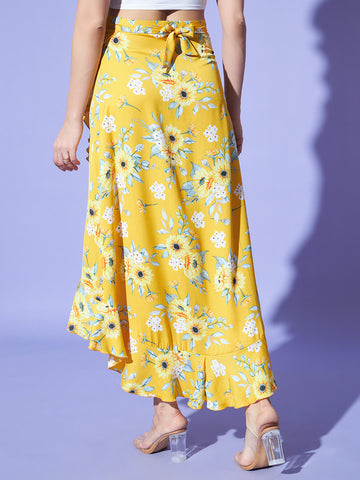 Wrap Around Tie-Up Skirt - Yellow