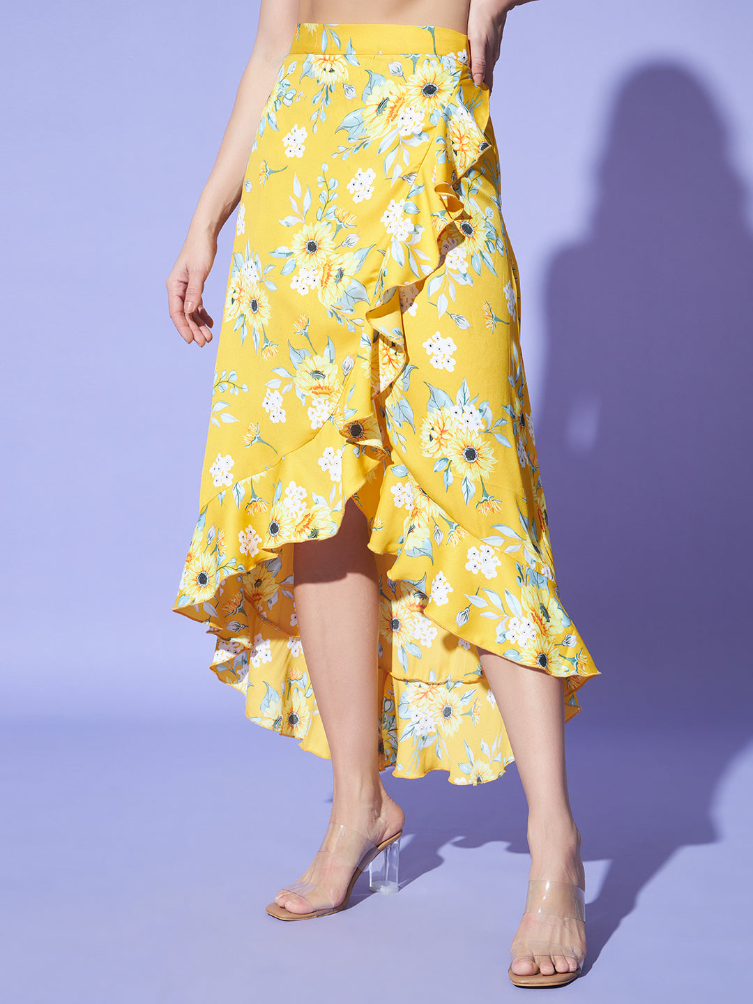 Wrap Around Tie-Up Skirt - Yellow