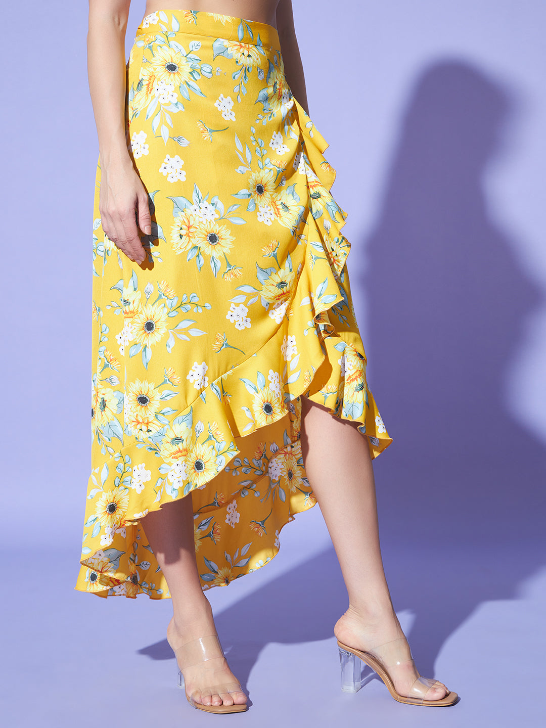 Wrap Around Tie-Up Skirt - Yellow