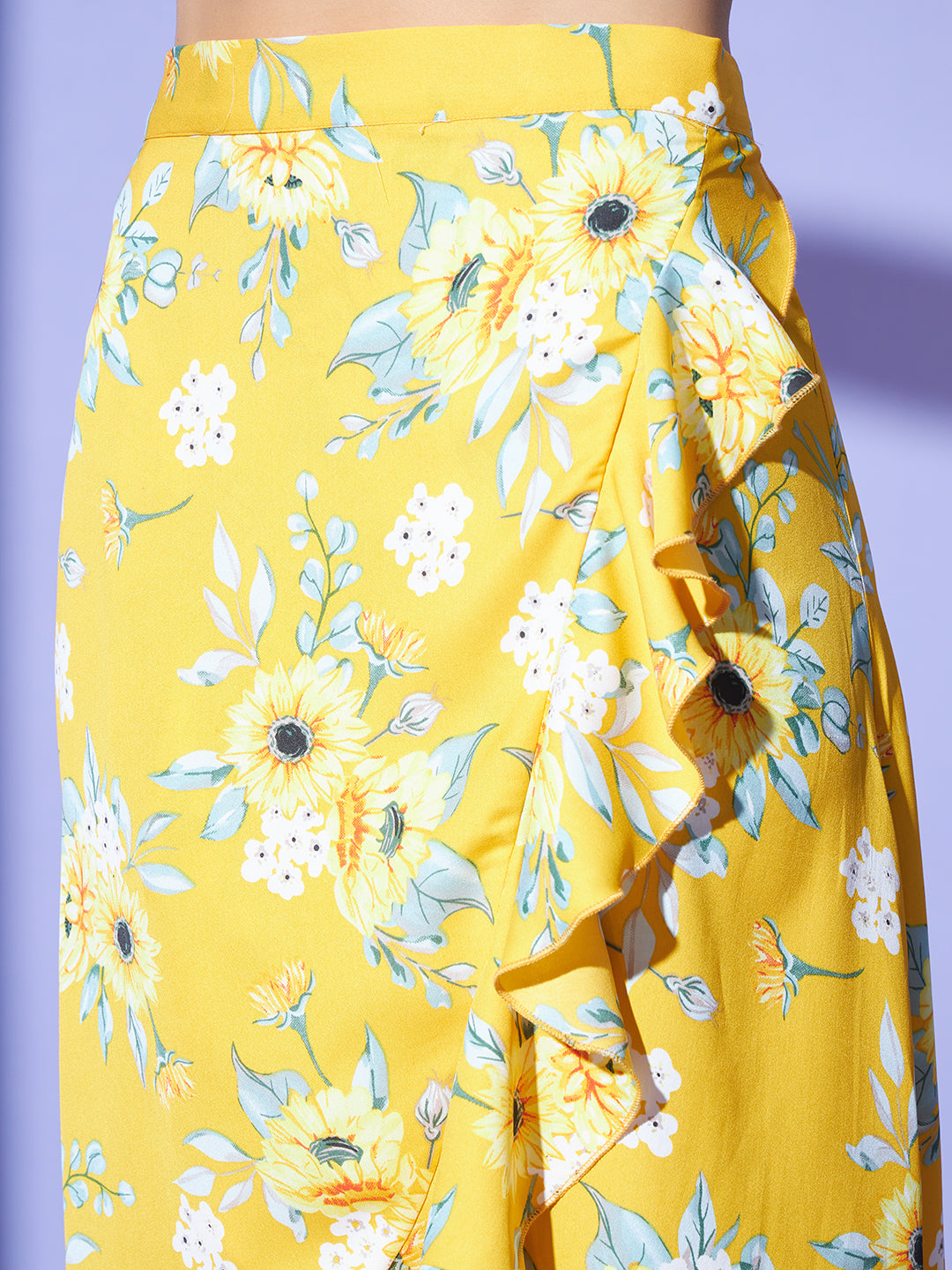 Wrap Around Tie-Up Skirt - Yellow