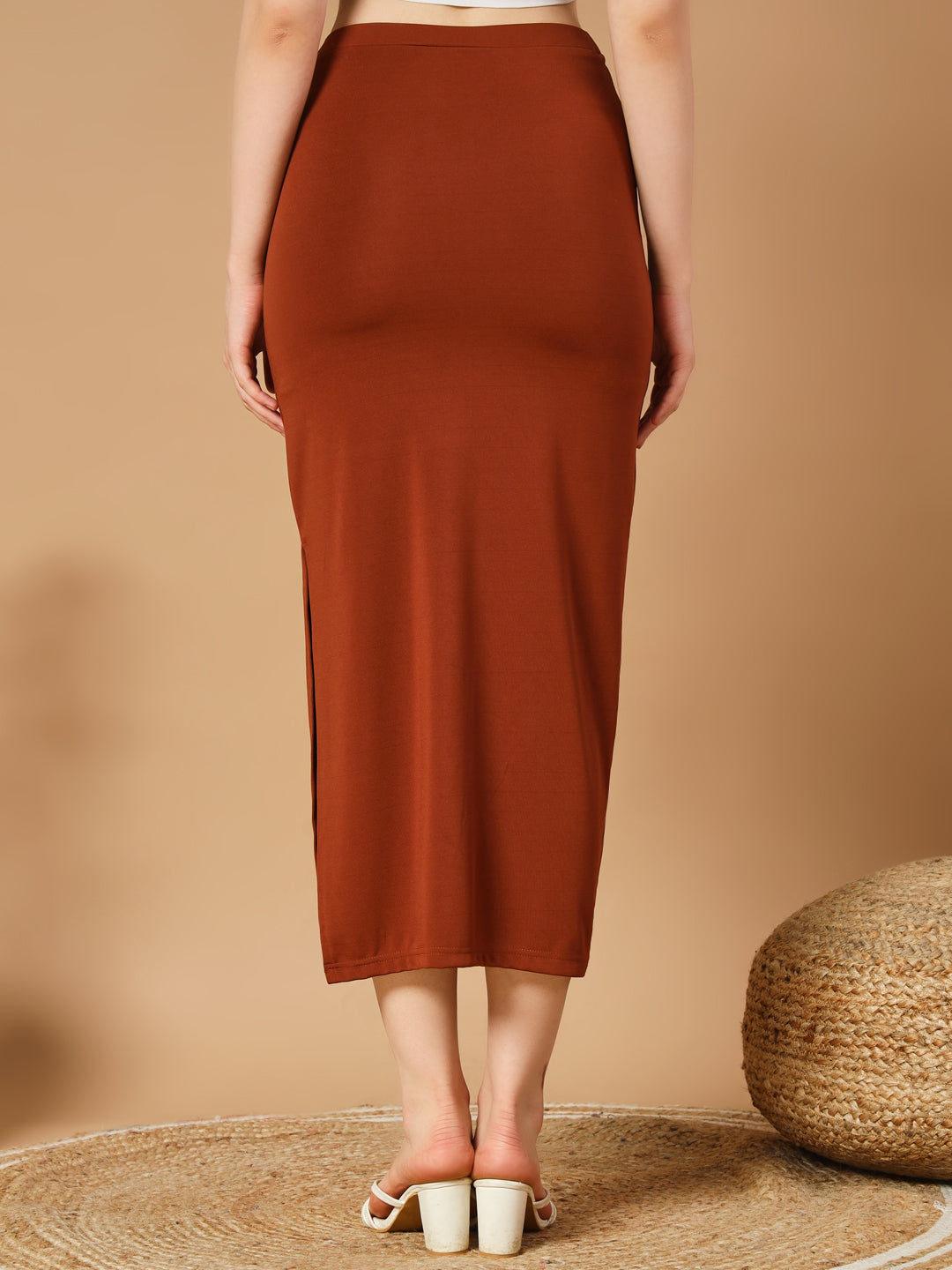 Black Twisted Bodycon Skirt - Brown