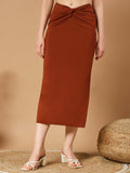 Black Twisted Bodycon Skirt - Brown