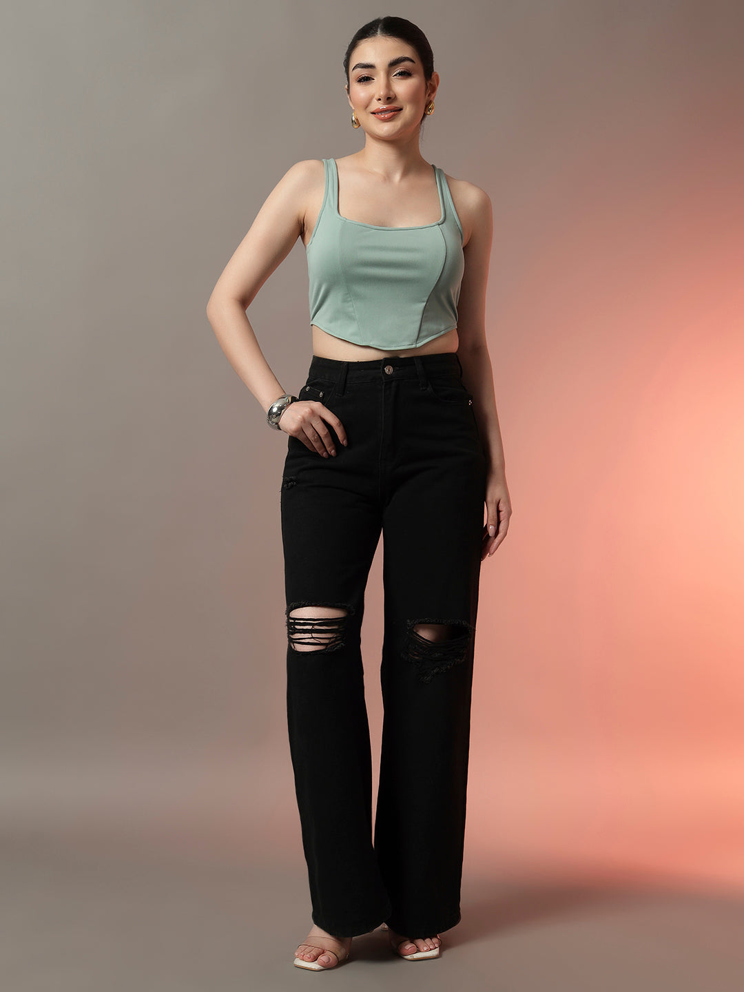 Corset Style Top - Green