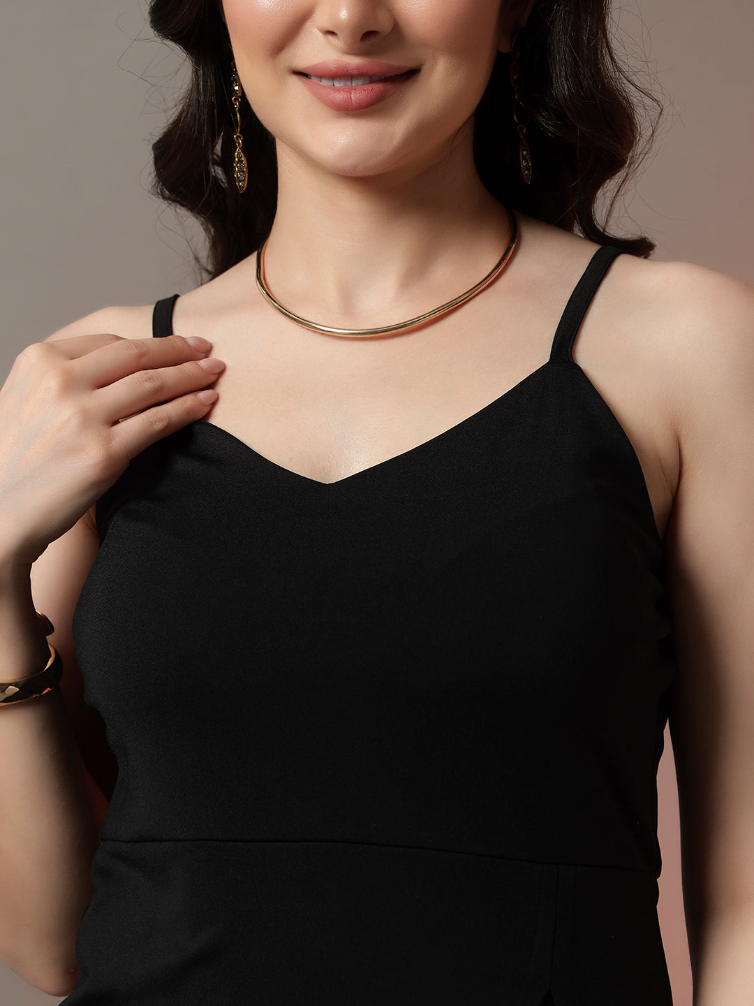 Slit Sleeveless Maxi Dress - Black