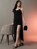 Slit Sleeveless Maxi Dress - Black