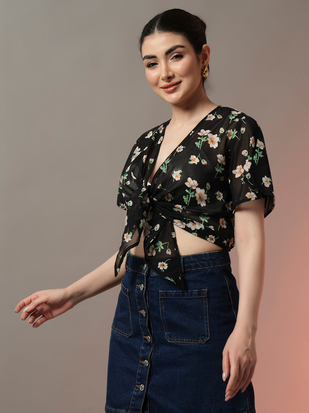 Waterfall Crop Shrug - Printed