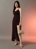 Slit Sleeveless Maxi Dress - Wine