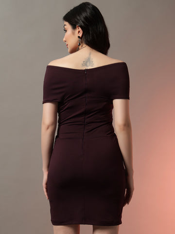 Wine Bandage Bodycon Figure-Hugging Elegant Fit Dress