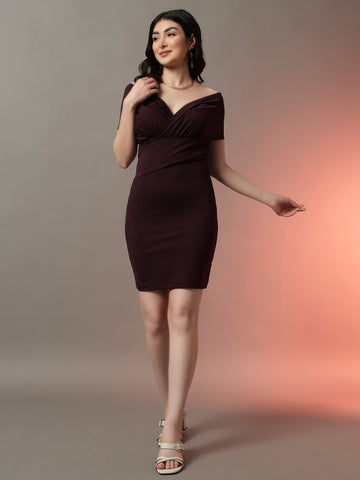 Bandage Bodycon Dress - Wine