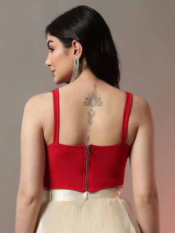 Red Corset Style Structured Top