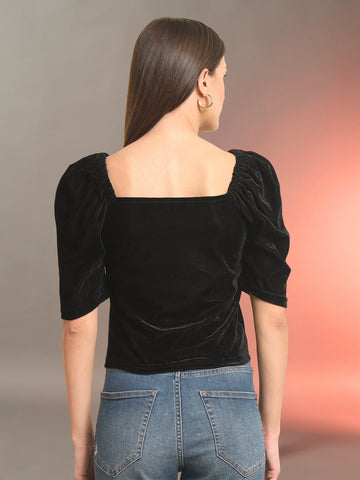 Puff Sleeve Velvet Top
