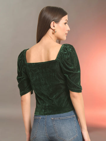 Puff Sleeve Velvet Top