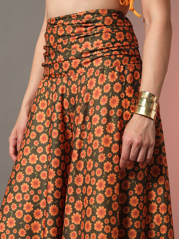 Yellow Floral Print Palazzo Pants for Women | Bright and Breezy Wide-Leg Trousers