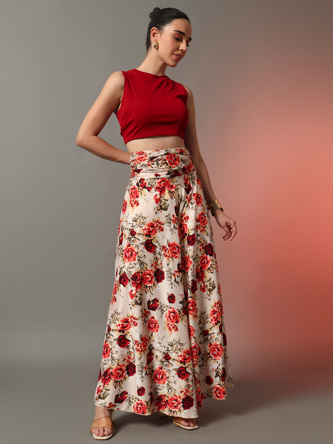 Printed Palazzo Pants - Pink