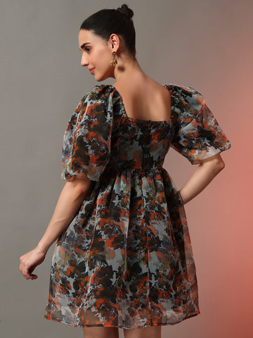 Butterfly Organza Dress - Orange