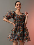 Butterfly Organza Dress - Orange