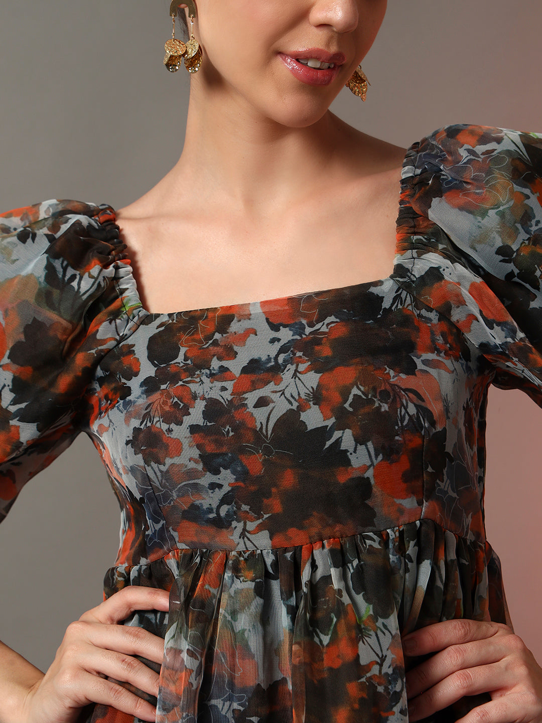 Butterfly Organza Dress - Orange