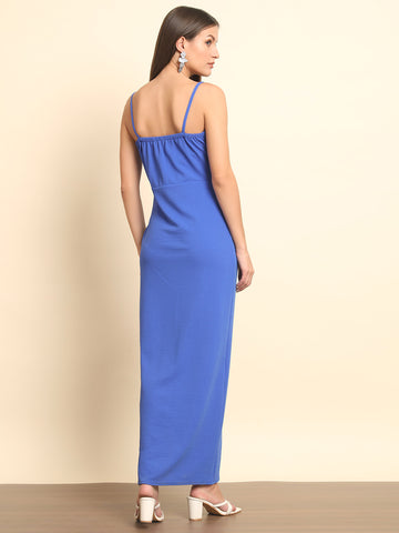 Split Thigh Maxi Dress - Blue