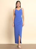 Split Thigh Maxi Dress - Blue