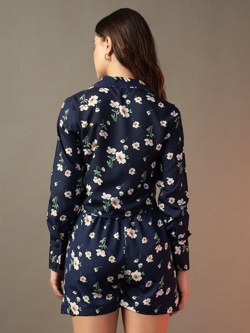 Navy Blue Floral Co-ords Set