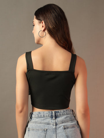 Solid Knot Crop Top - Green
