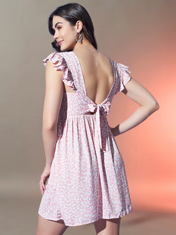 Pink Back Tie-Up Dress