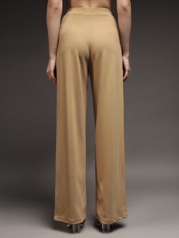 Trend Arrest Women Buckle Detail Pants - Beige