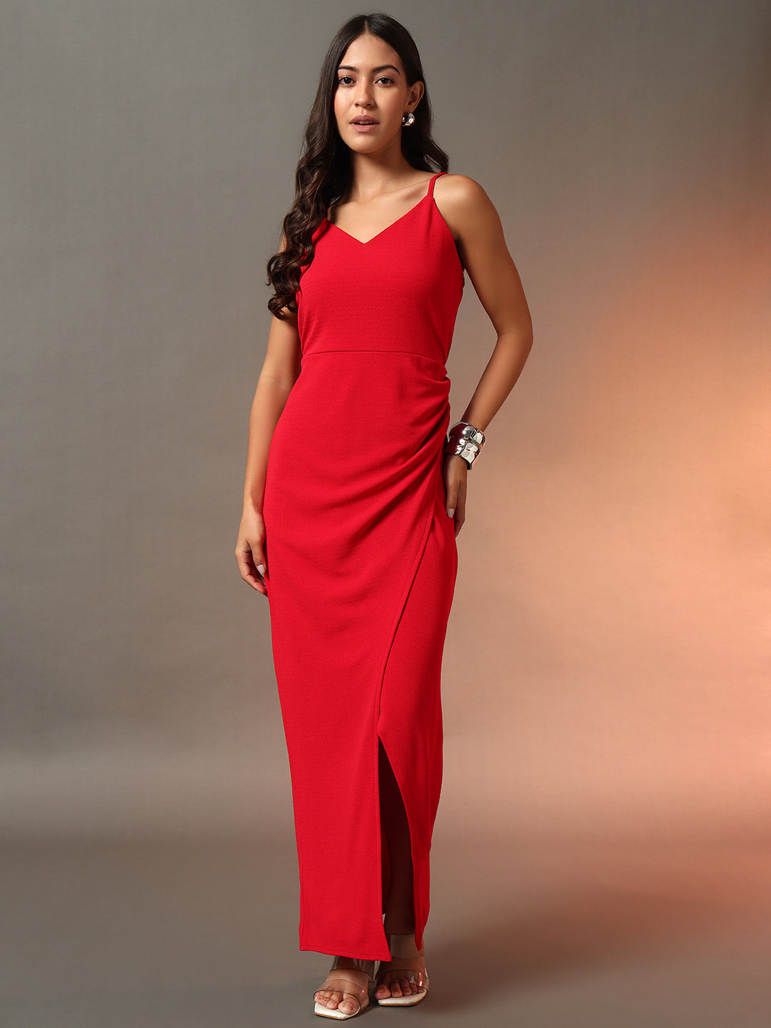 Red Split Thigh Dress