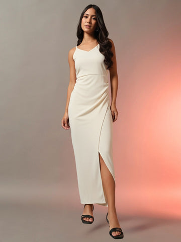 Trend Arrest Women Off-White Split Thigh Dress