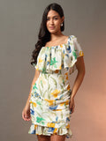 Printed Off Shoulder Dress - Multi 2