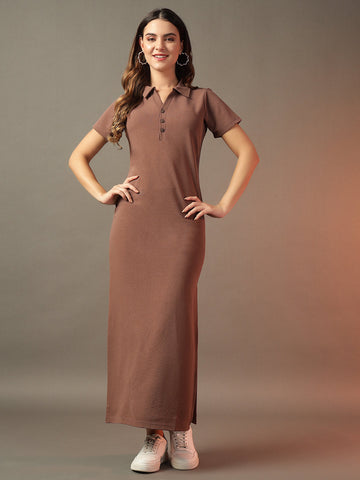 Shirt Style Bodycon Side Slit Dress Shirt Style Bodycon Side Slit Dress