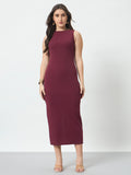 Pencil Long Dress - Burgundy