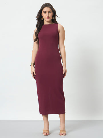 Pencil Long Dress - Burgundy