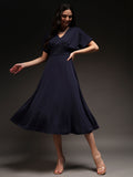 Trend Arrest Women Empire V-Neck Dress - Navy Blue