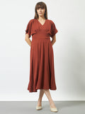 Trend Arrest Women Empire V-Neck Dress - Rust
