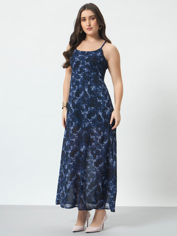 Printed Maxi Dress - Blue