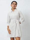 Trend Arrest Striped Shirt Dress - Cream