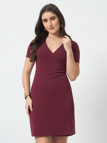 Snatched Silhouette Dress - Wine