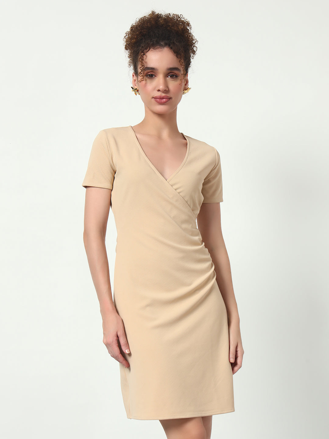 Snatched Silhouette Dress - Beige