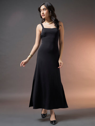 Black Square Neck Maxi Dress