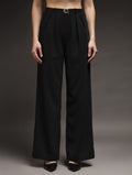 Trend Arrest Women Buckle Detail Pants - Black