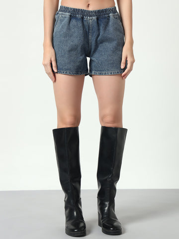 Tinted Denim Shorts - Light Blue