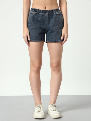 Tinted Denim Shorts - Dark Blue