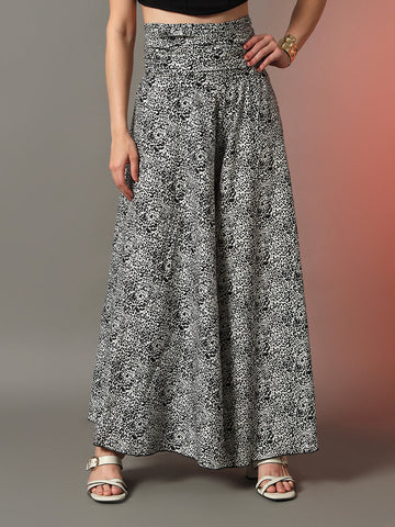 Animal Print Wide-Leg Palazzo Pants for Women