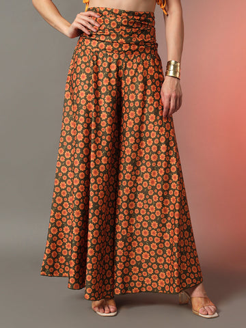 Yellow Floral Print Palazzo Pants for Women | Bright and Breezy Wide-Leg Trousers