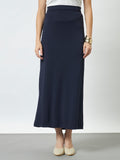 Straight Fit Slit Skirt - Navy